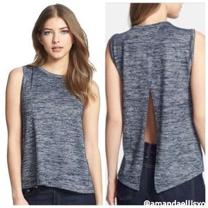 Rag & Bone Jean Nicole Split Back Marled Sleeveless Top